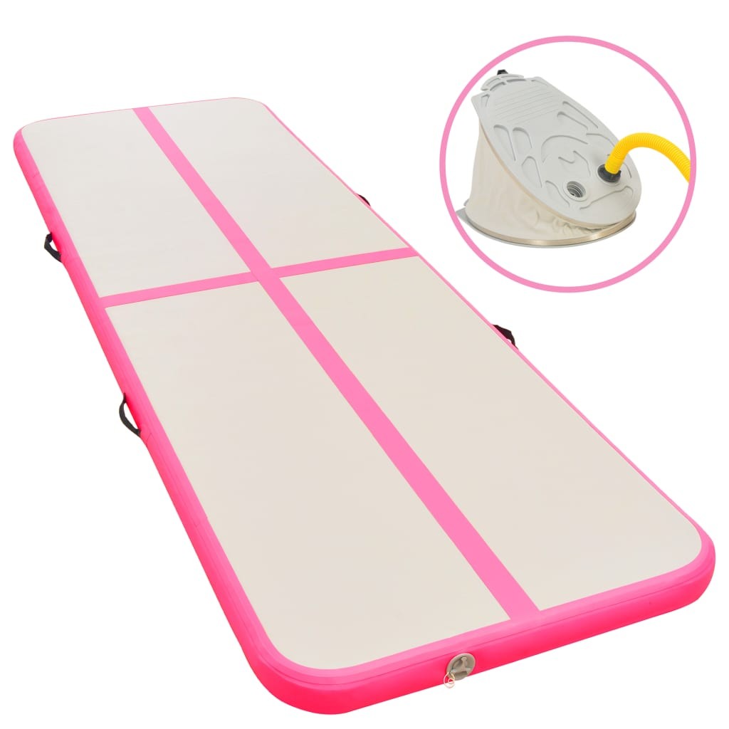 Inflatable Gymnastics Mat with Pump 400x100x10 cm PVC Pink 14 Inflatable Gymnastics Mat with Pump 400x100x10 cm PVC Pink